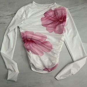 Shein White floral long sleeve top